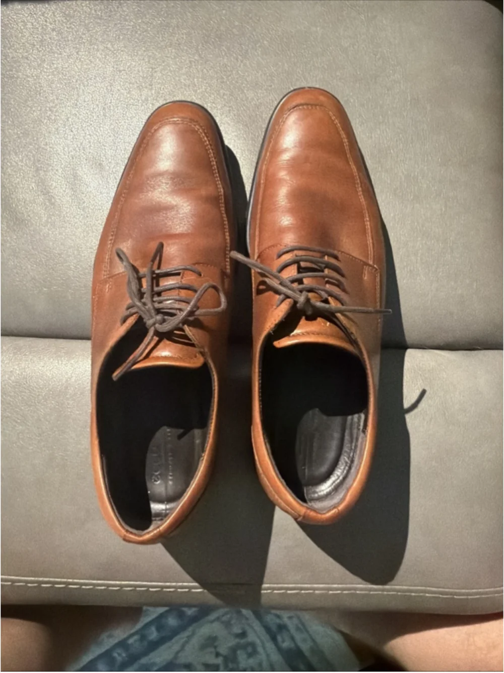 GUC MEN’S ECCO TRAY TECH OXFORD LACE UP SHOES SIZE 42 EU 8-8.5 US BROWN LEATHER